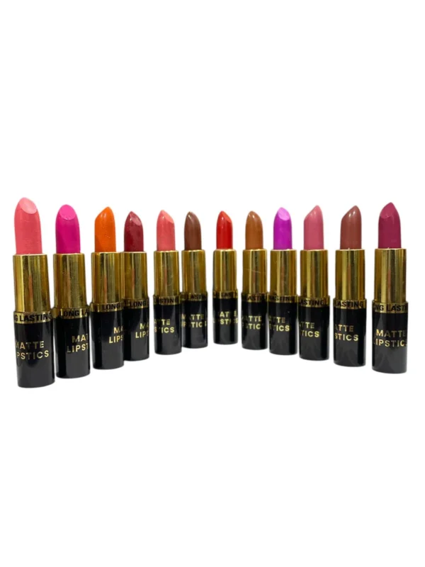 Matte Lipstick Pack of 12 Long Lasting Multi Color - Image 4